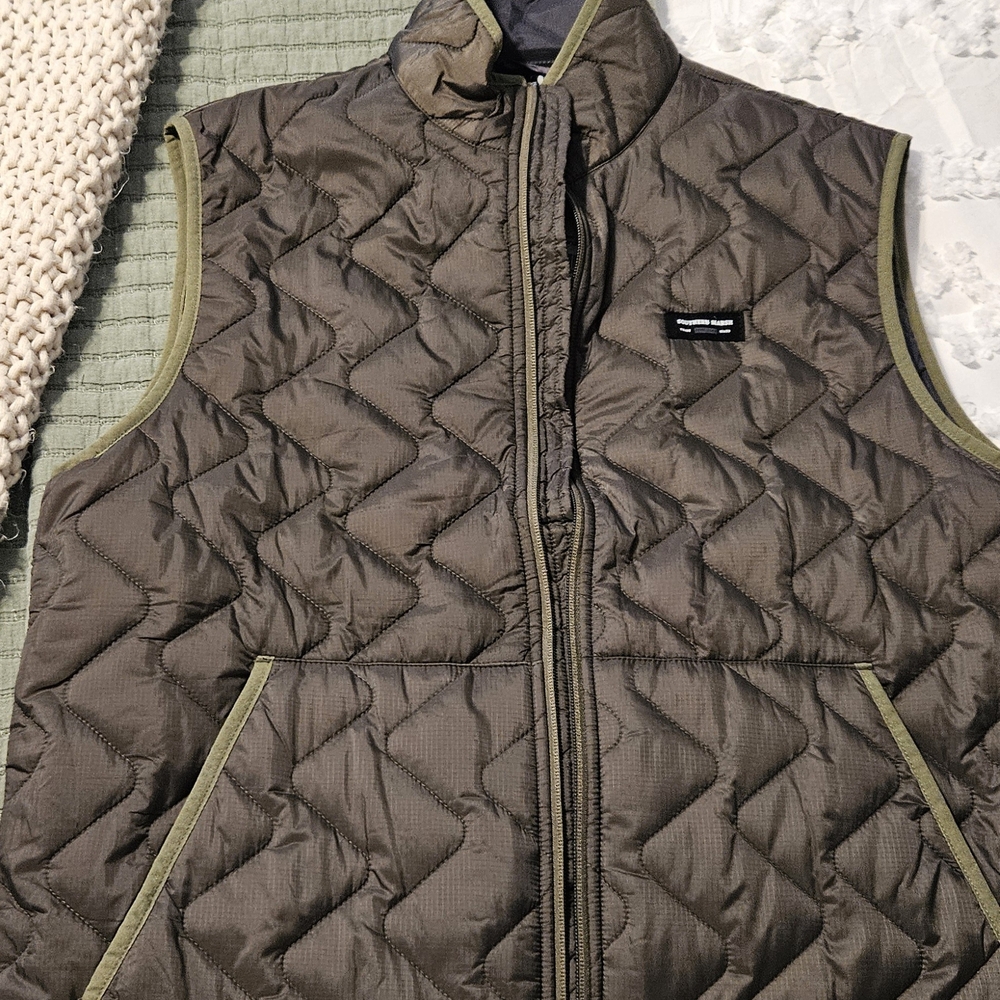 Quilted Brown Vest with Green Trim
